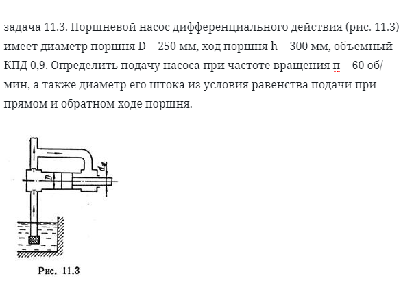 задача 11.3. Поршневой насос дифференциального действия 