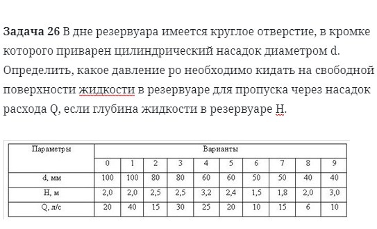 Задача 26 В дне резервуара имеется круглое