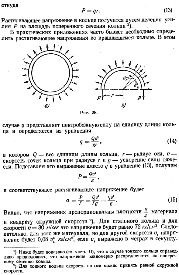 Растяжение кругового кольца 