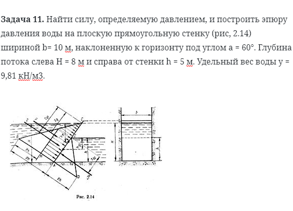 Задача 11. Найти силу, определяемую давлением