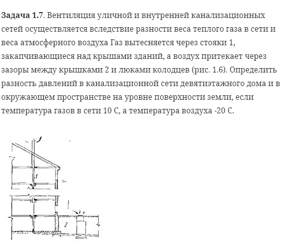 Задача 1.7. Вентиляция уличной и внутренней канализационных