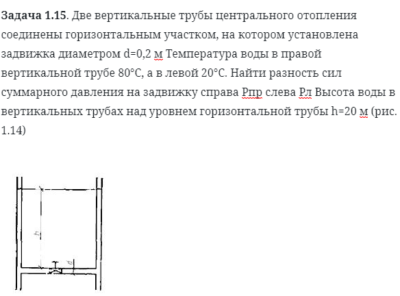 Задача 1.15. Две вертикальные трубы центрального