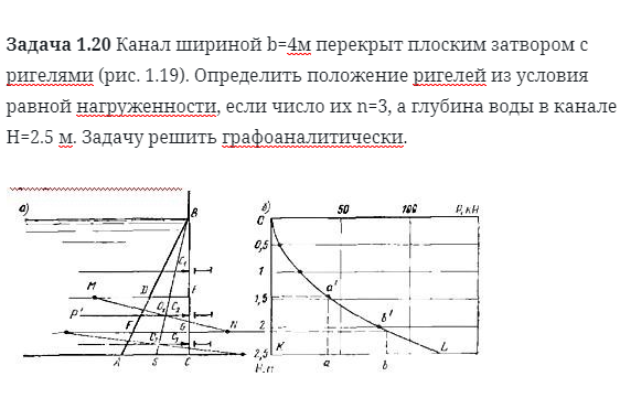 Задача 1.20 Канал шириной b=4м перекрыт