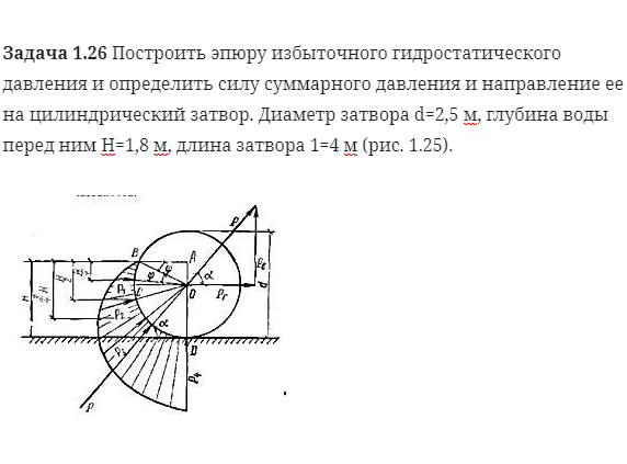 Задача 1.26 Построить эпюру избыточного