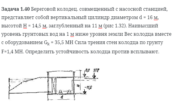 Задача 1.40 Береговой колодец. совмещенный 