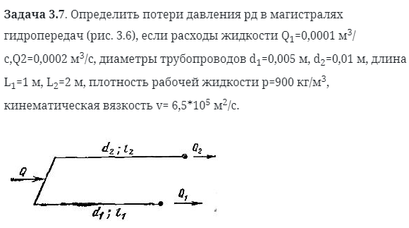 Задача 3.7. Определить потери давления рд