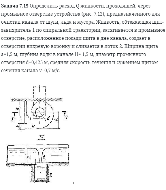Задача 7.15 Определить расход Q жидкости