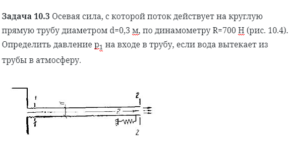 Задача 10.3 Осевая сила, с которой поток действует 