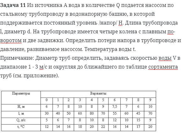 Задача 11 Из источника А вода в количестве 