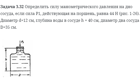 Задача 3.32 Определить силу манометрического 