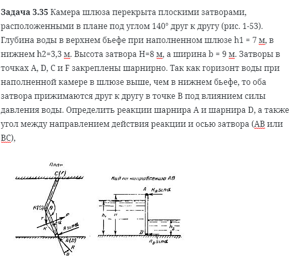 Задача 3.35 Камера шлюза перекрыта плоскими