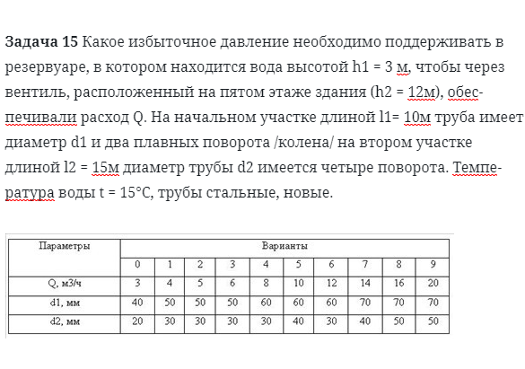 Задача 15 Какое избыточное давление необходимо 