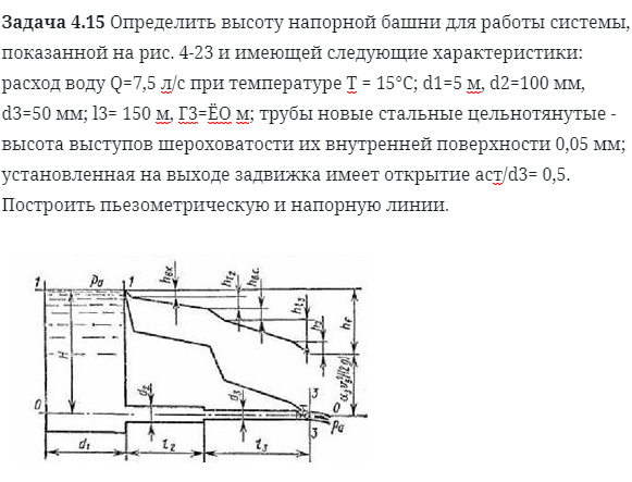 Задача 4.15 Определить высоту напорной башни