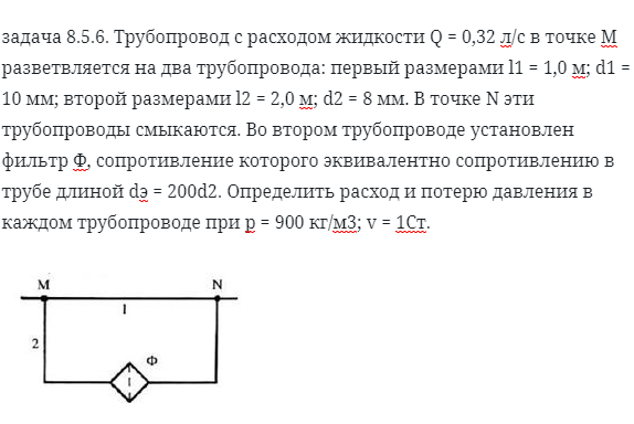 задача 8.5.6. Трубопровод с расходом жидкости