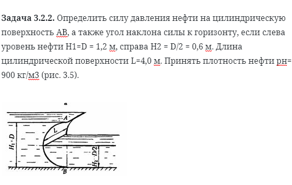 Задача 3.2.2. Определить силу давления нефти