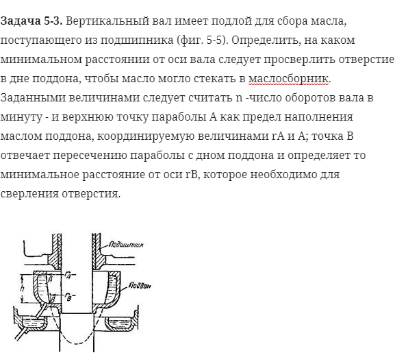 Задача 5-3. Вертикальный вал имеет подлой для сбора масла