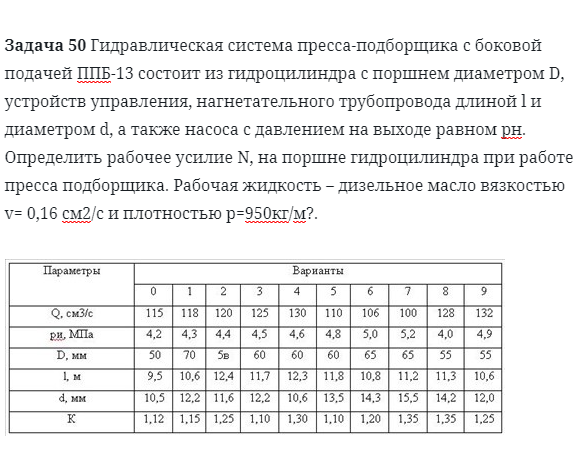 Задача 50 Гидравлическая система пресса-подборщика 