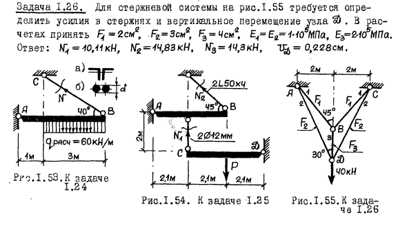 Задача 1.26. Для стержневой системы на рис.1.55 
