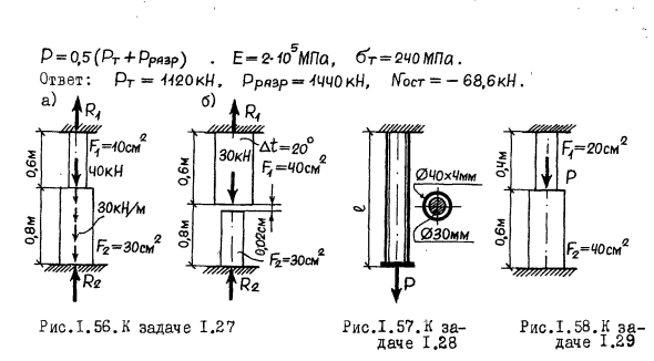 Задача 1.29. Для стержня требуется определить величину силы
