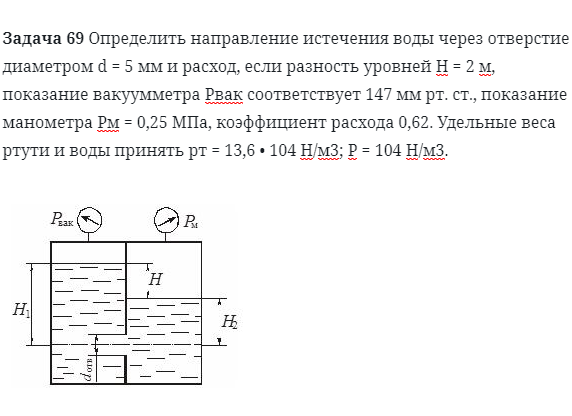 Задача 69 Определить направление истечения