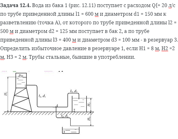 Задача 12.4. Вода из бака 1 поступает