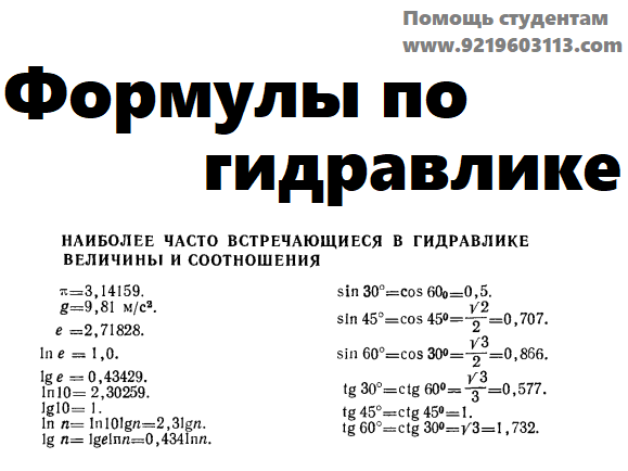 формулы по гидравлике