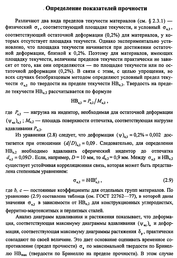 Определение показателей прочности