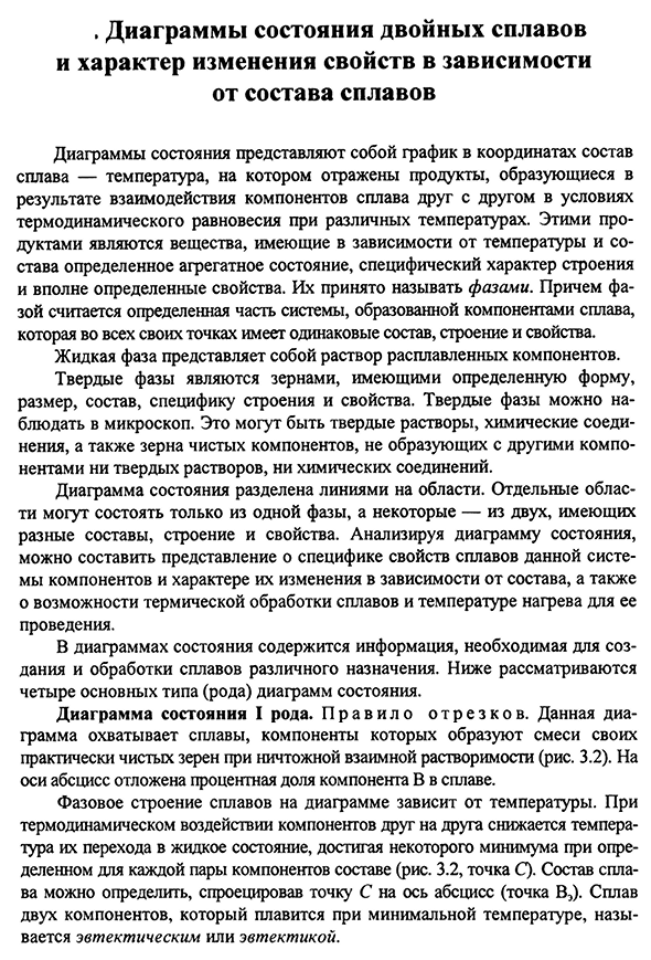 Диаграммы состояния двойных сплавов и характер изменения свойств в зависимости от состава сплавов