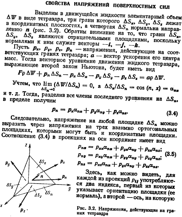 Свойства напряжений поверхностных сил.