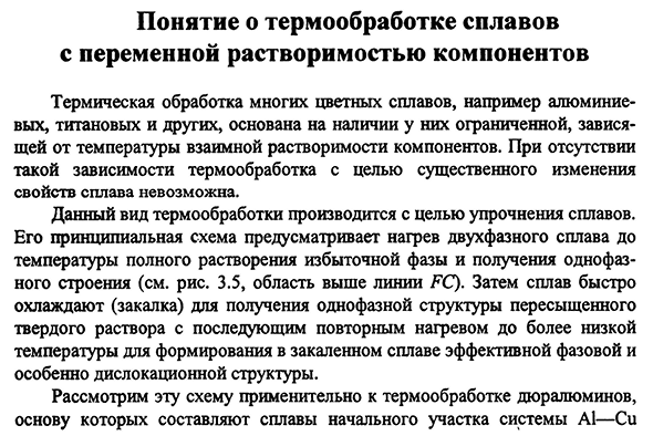 Понятие о термообработке сплавов с переменной растворимостью компонентов