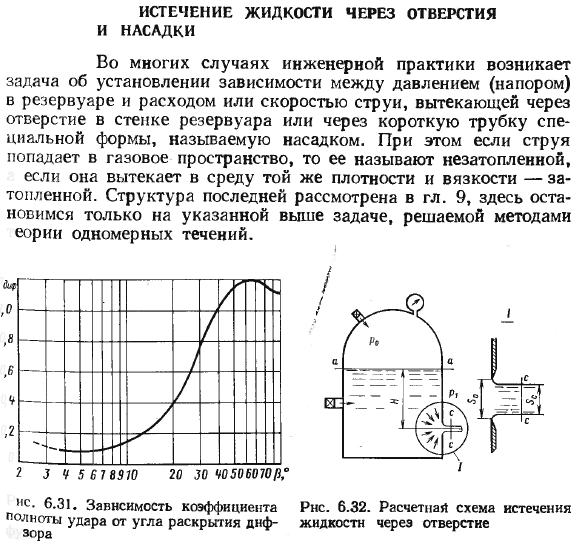 Истечение жидкости через отверстия и насадки.