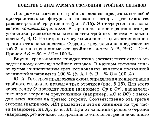 Понятие о диаграммах состояния тройных сплавов