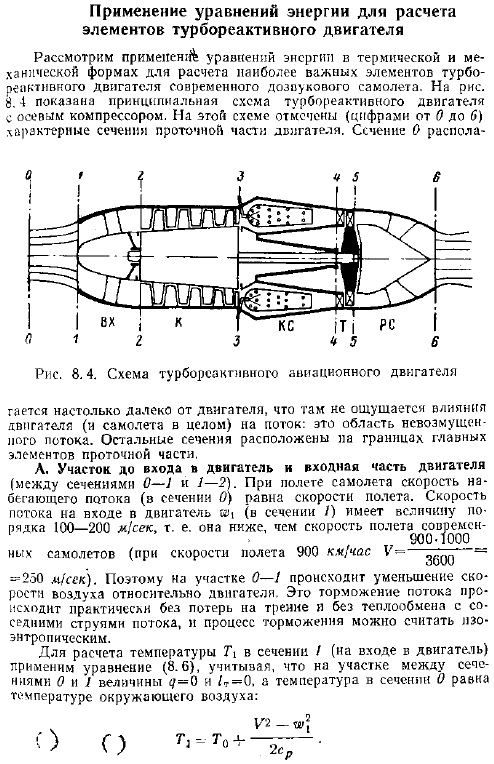 Применение уравнений энергии для расчета элементов турбореактивного двигателя