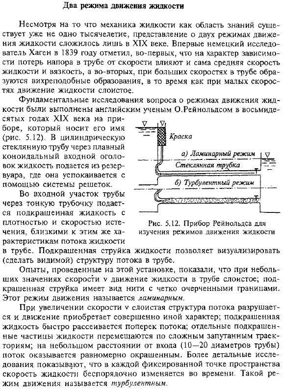 Два режима движения жидкости