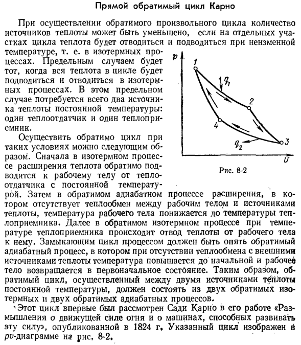 Прямой обратимый цикл Карно.