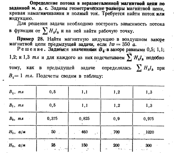 Определение потока в неразветвленной магнитной цепи по заданной м. д. с.