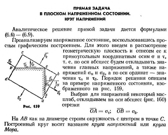 Прямая задача в плоском напряженном состоянии. круг напряжений