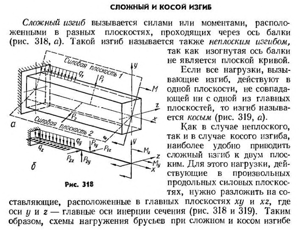 Сложный и косой изгиб