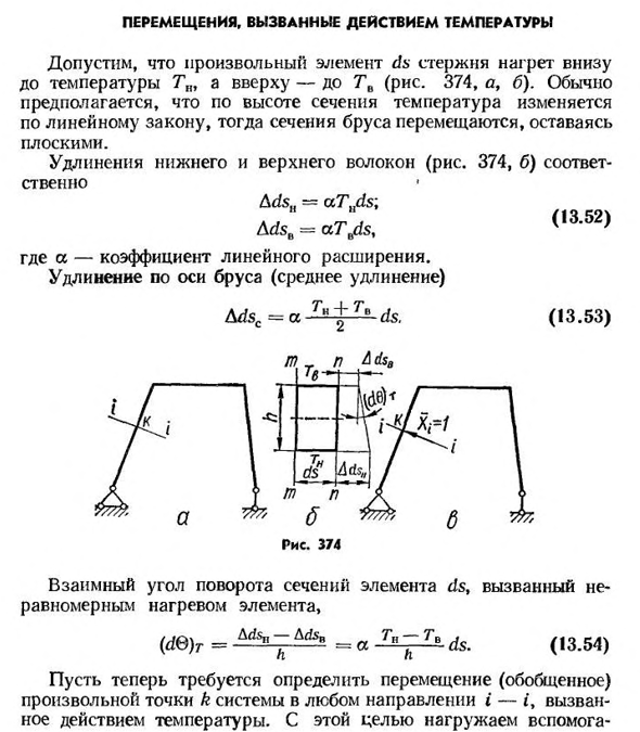 Перемещения, вызванные действием температуры