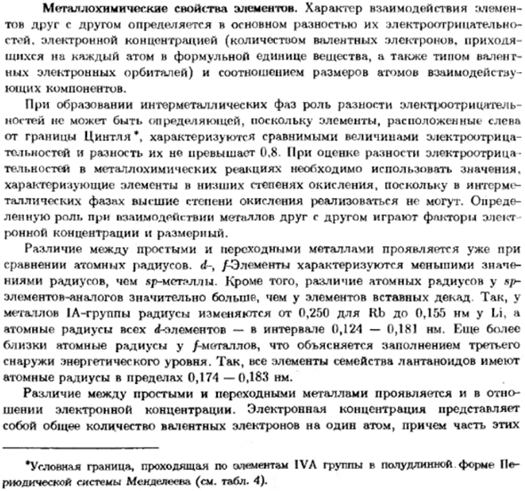 Металлохимические свойства элементов