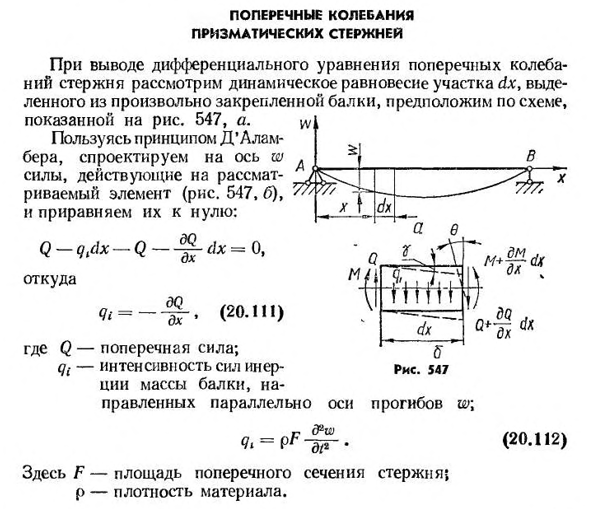 Поперечные колебания призматических стержней