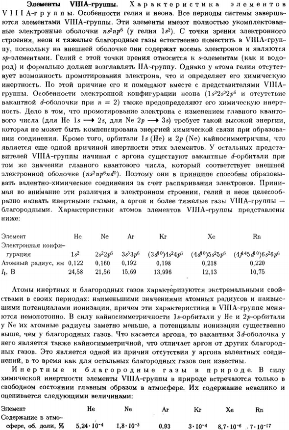 Элементы VIIIА-группы