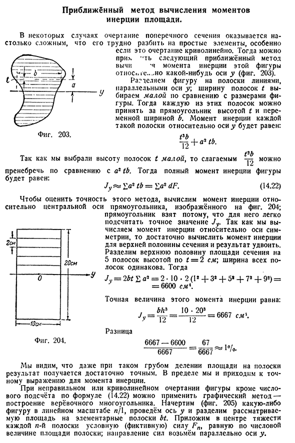 Приближённый метод вычисления моментов инерции площади