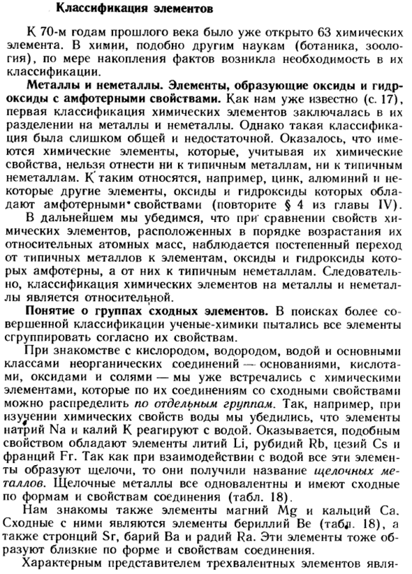 Классификация элементов