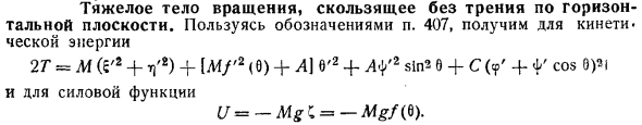 Тяжелое тело вращения, скользящее без трения по горизонтальной плоскости