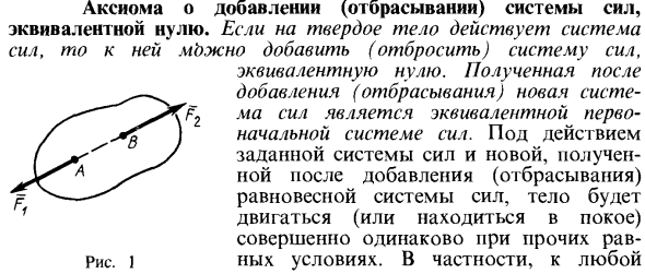 Аксиома о добавлении (отбрасывании) системы сил, эквивалентной нулю