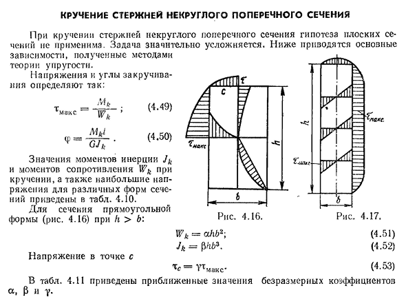 Кручение стержней некруглого поперечного сечения