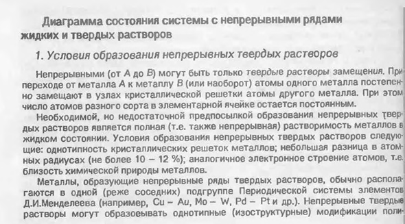 Диаграмма состояния системы с непрерывными рядами жидких и твердых растворов