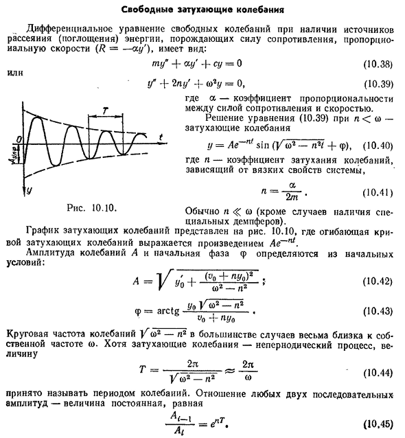 Свободные затухающие колебания