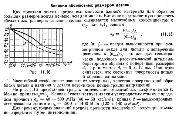 Влияние абсолютных размеров детали